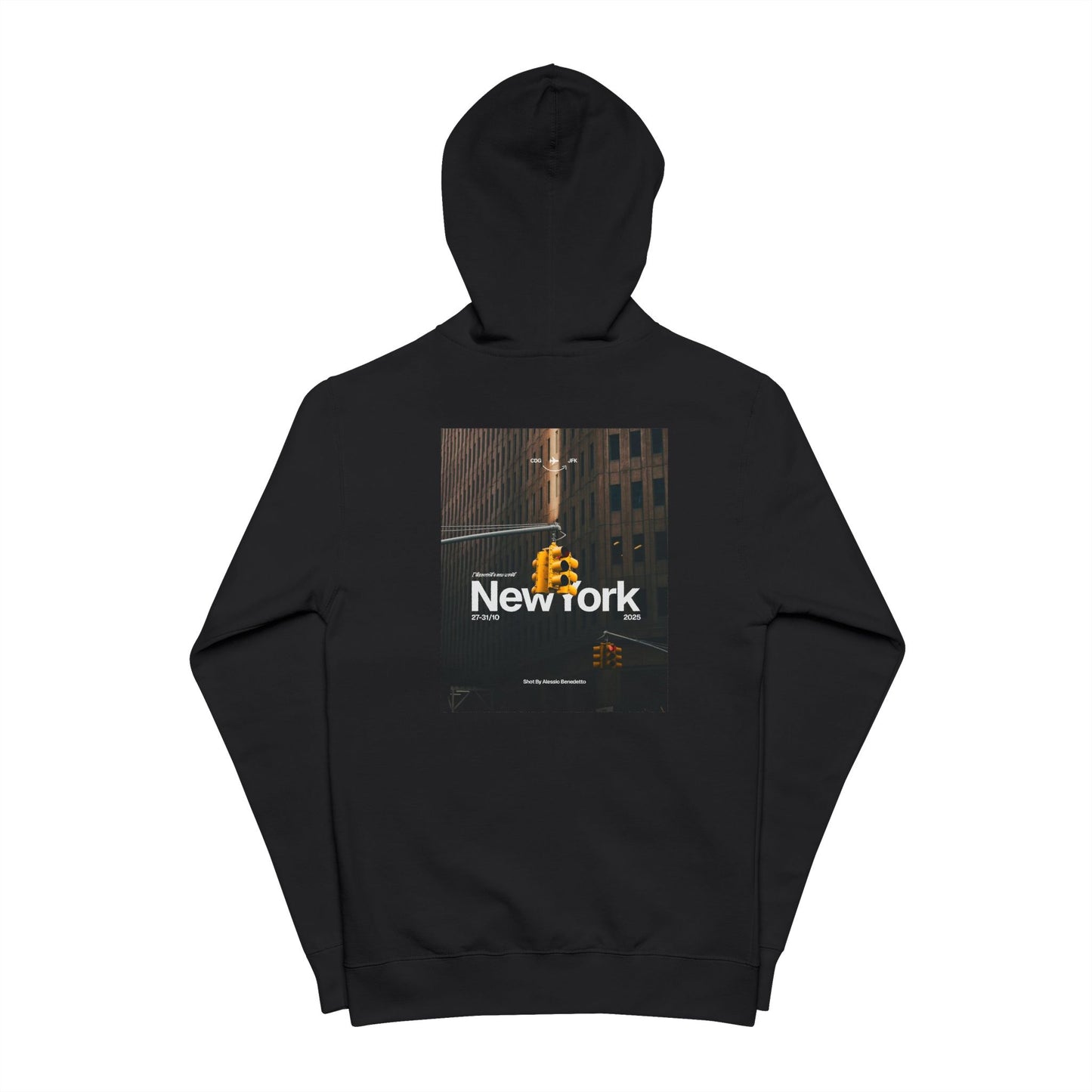 New York Street Photo Zip-Up Hoodie — Urban Cityscape Fleece Jacket