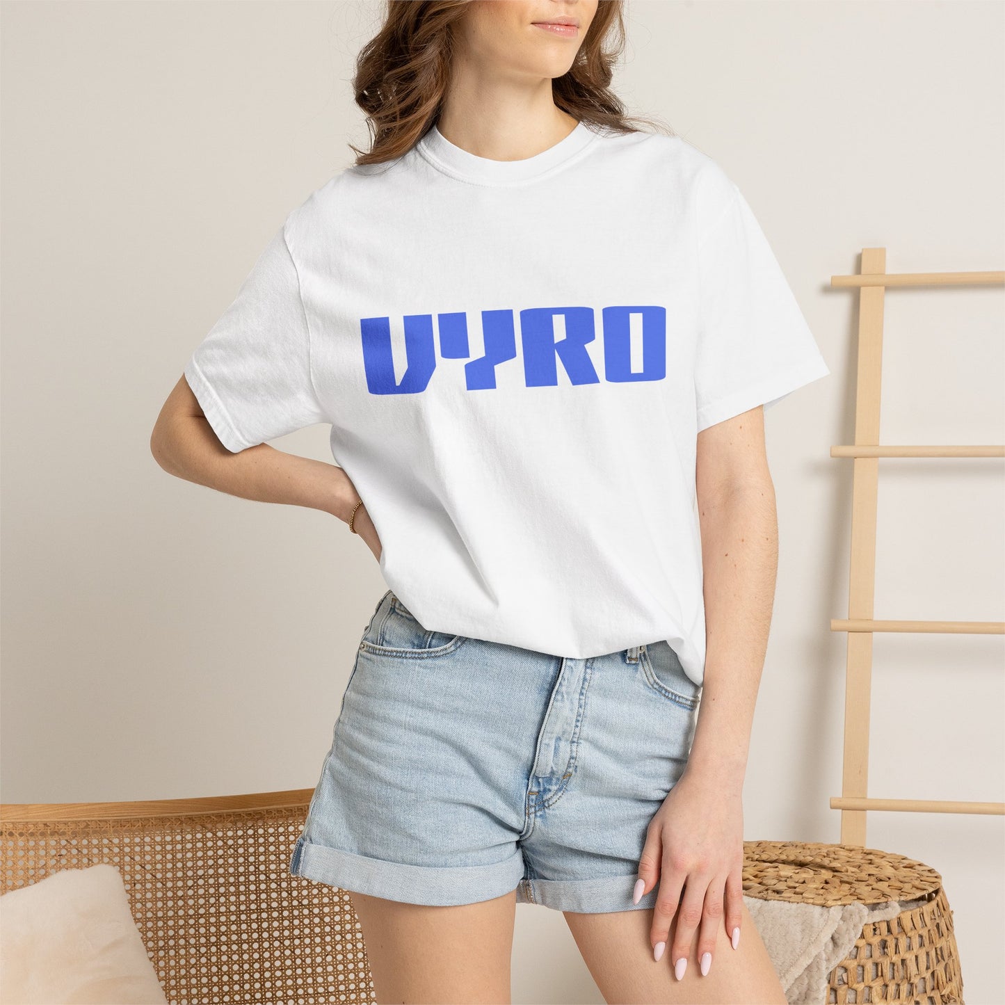 Santorini Window T-Shirt — VYRO Logo Beachy Greek Island Tee