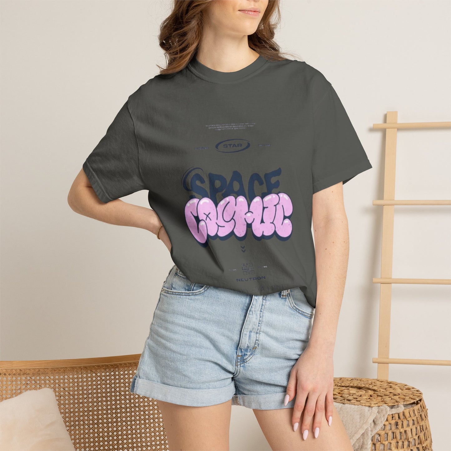 Space Cadet Graphic Tee — "Space Brgrll" Pink Bubble Letter Design
