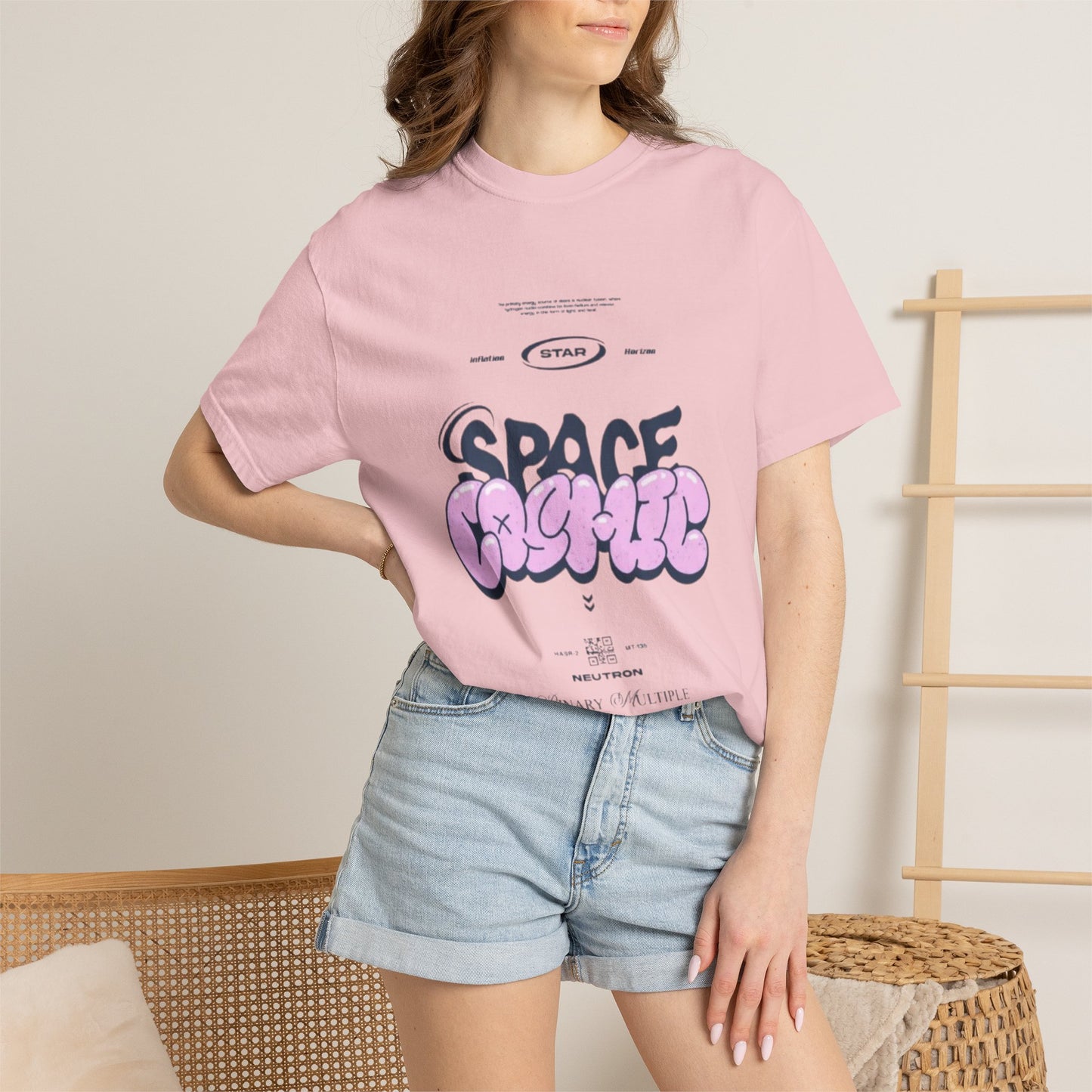 Space Cadet Graphic Tee — "Space Brgrll" Pink Bubble Letter Design