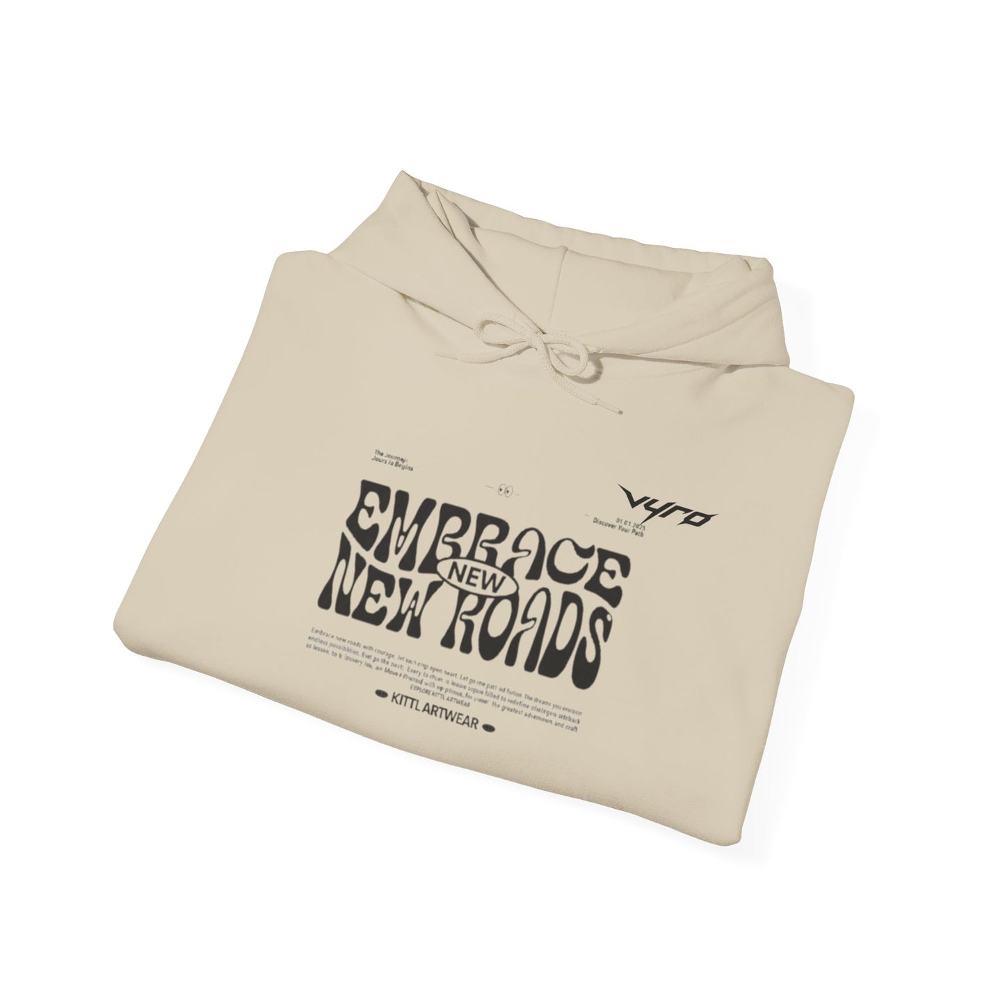 Embrace New Roads Hoodie — Minimal Travel Adventure Graphic Sweatshirt
