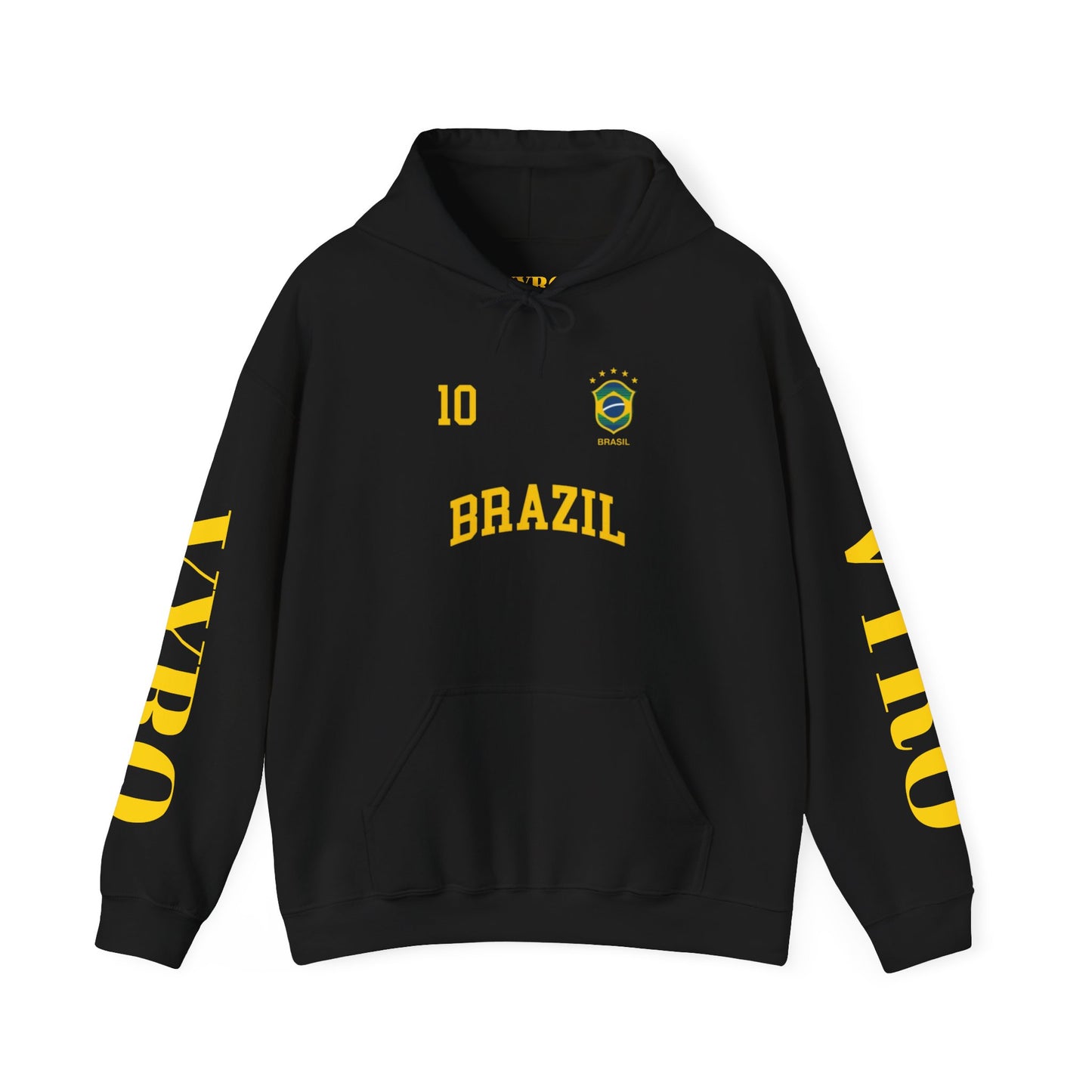 Brazil Crest Hoodie — Vintage Yellow Brazil Football Crest Pullover