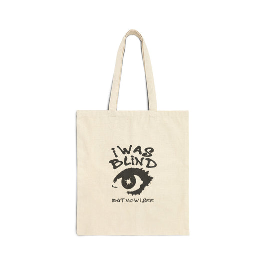 I Was Blind Eye Tote – Graphic Cotton Canvas Shopper Bag