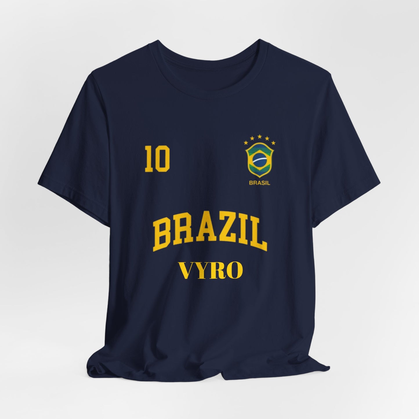 Brazil Soccer Tee – 'Brazil' Crest & Number 10 Football Shirt
