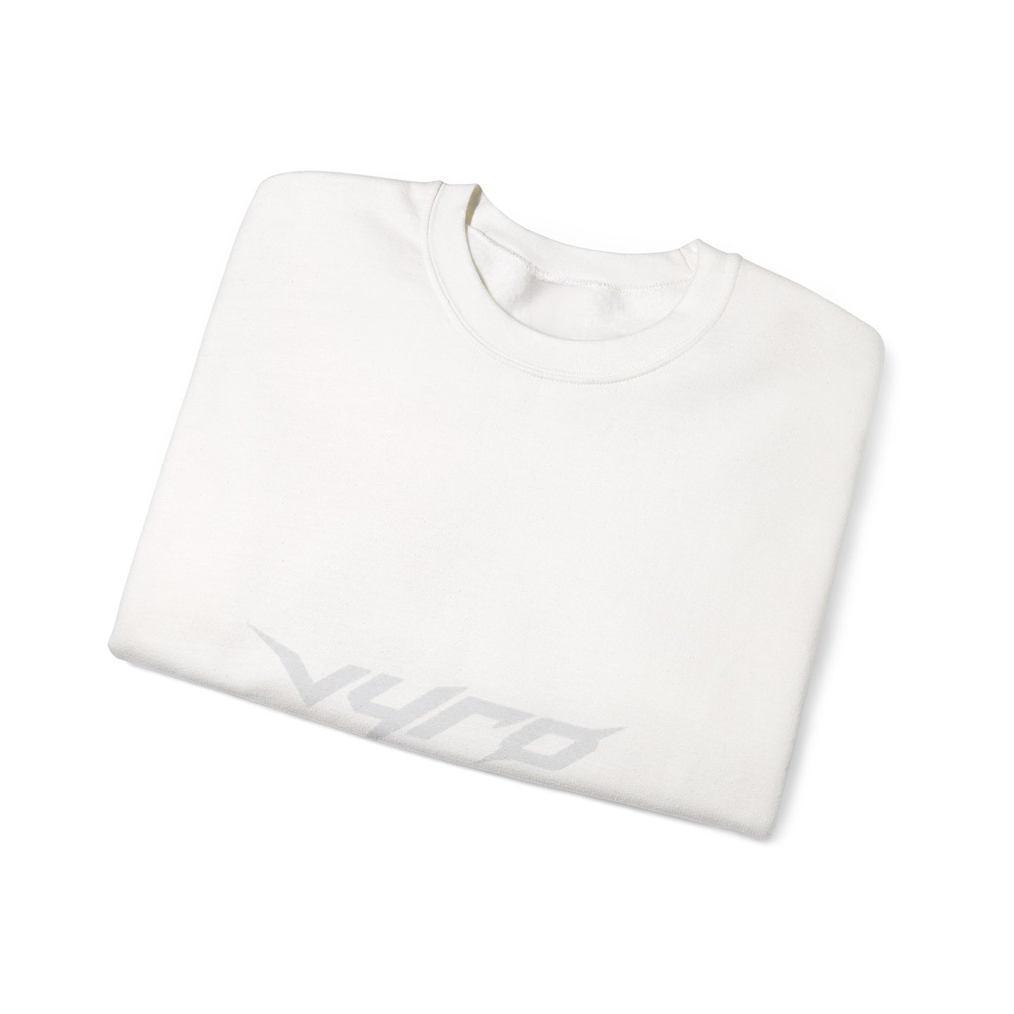 Minimal White Crewneck Sweatshirt — Subtle Center Logo