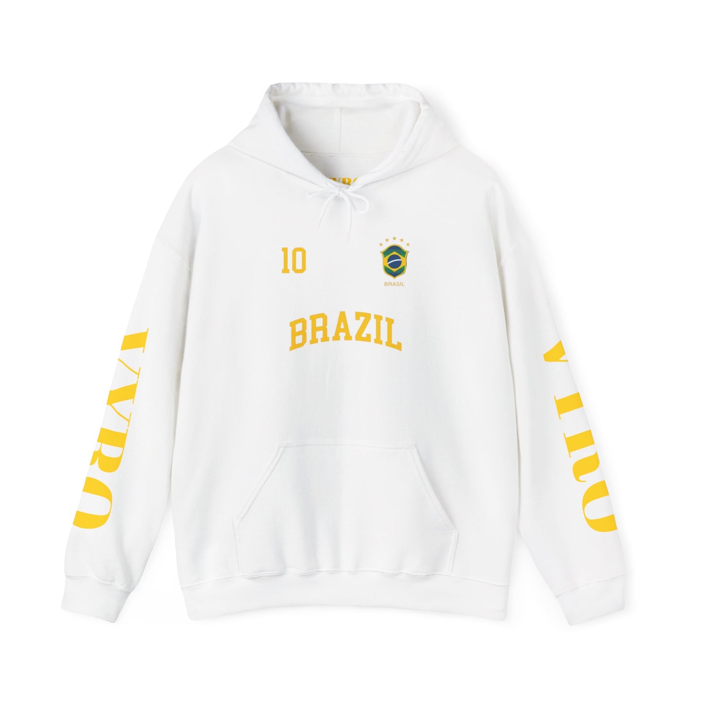 Brazil Crest Hoodie — Vintage Yellow Brazil Football Crest Pullover