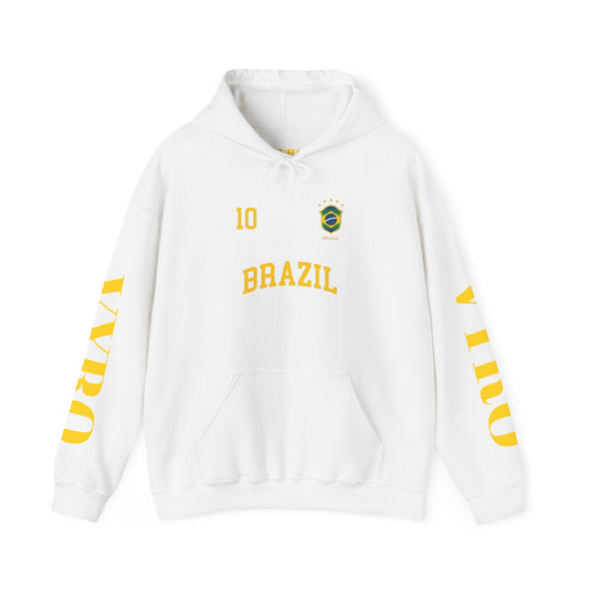 Brazil Crest Hoodie — Vintage Yellow Brazil Football Crest Pullover