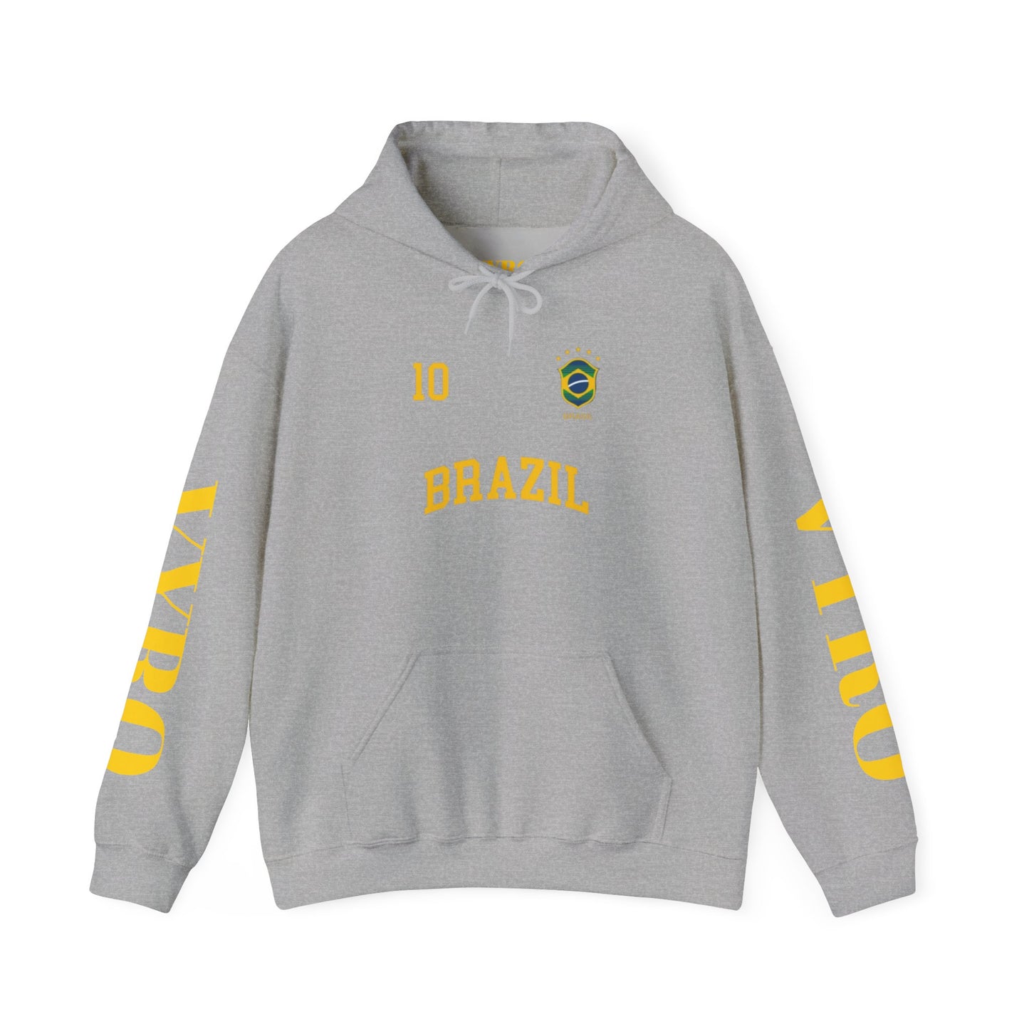 Brazil Crest Hoodie — Vintage Yellow Brazil Football Crest Pullover