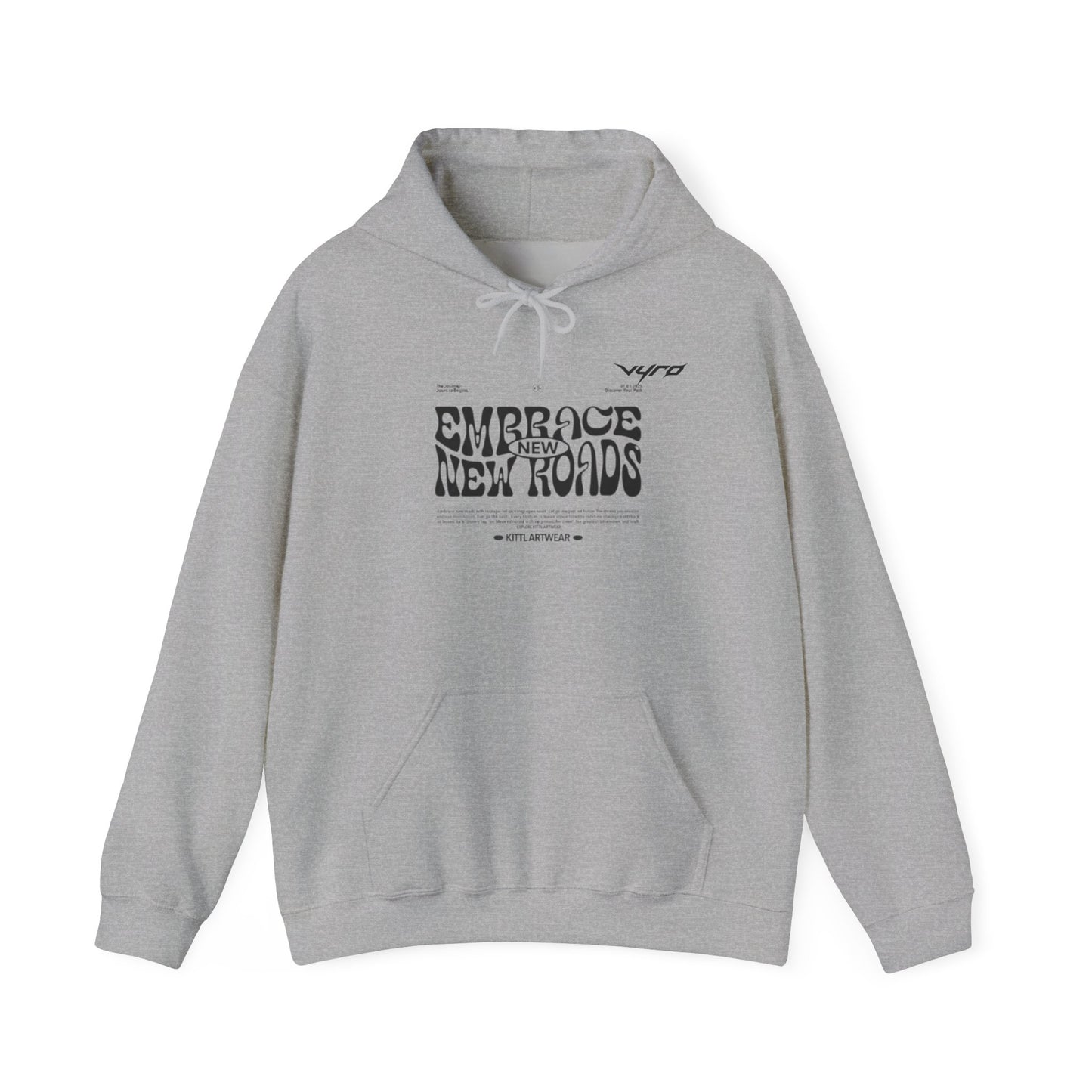 Embrace New Roads Hoodie — Minimal Travel Adventure Graphic Sweatshirt