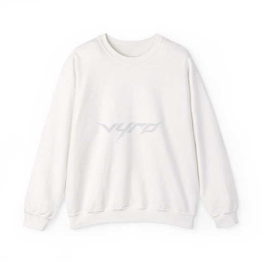 Minimal White Crewneck Sweatshirt — Subtle Center Logo