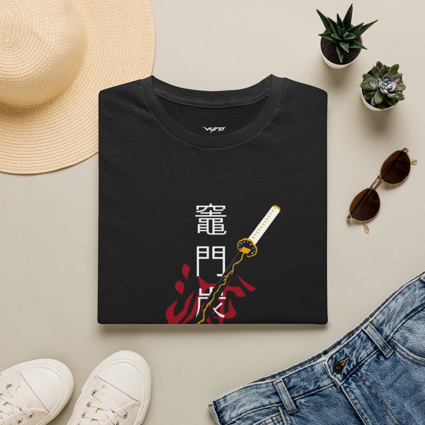 T-Shirt — Japanese Sword Kanji Design (Tanjiro)