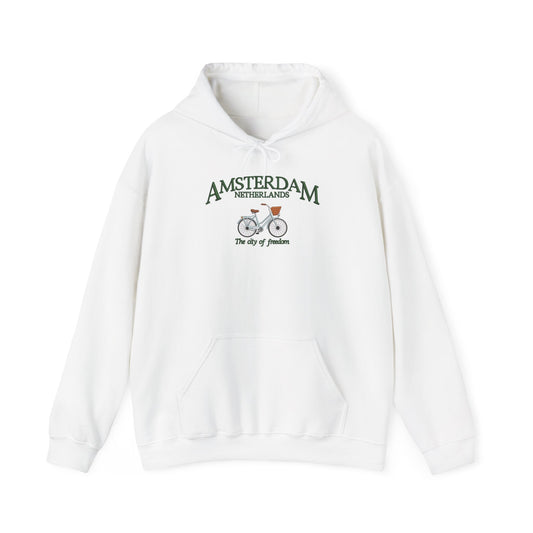 Amsterdam Bicycle Hoodie — 'Amsterdam Netherlands The city of freedom' Vintage Travel Sweatshirt