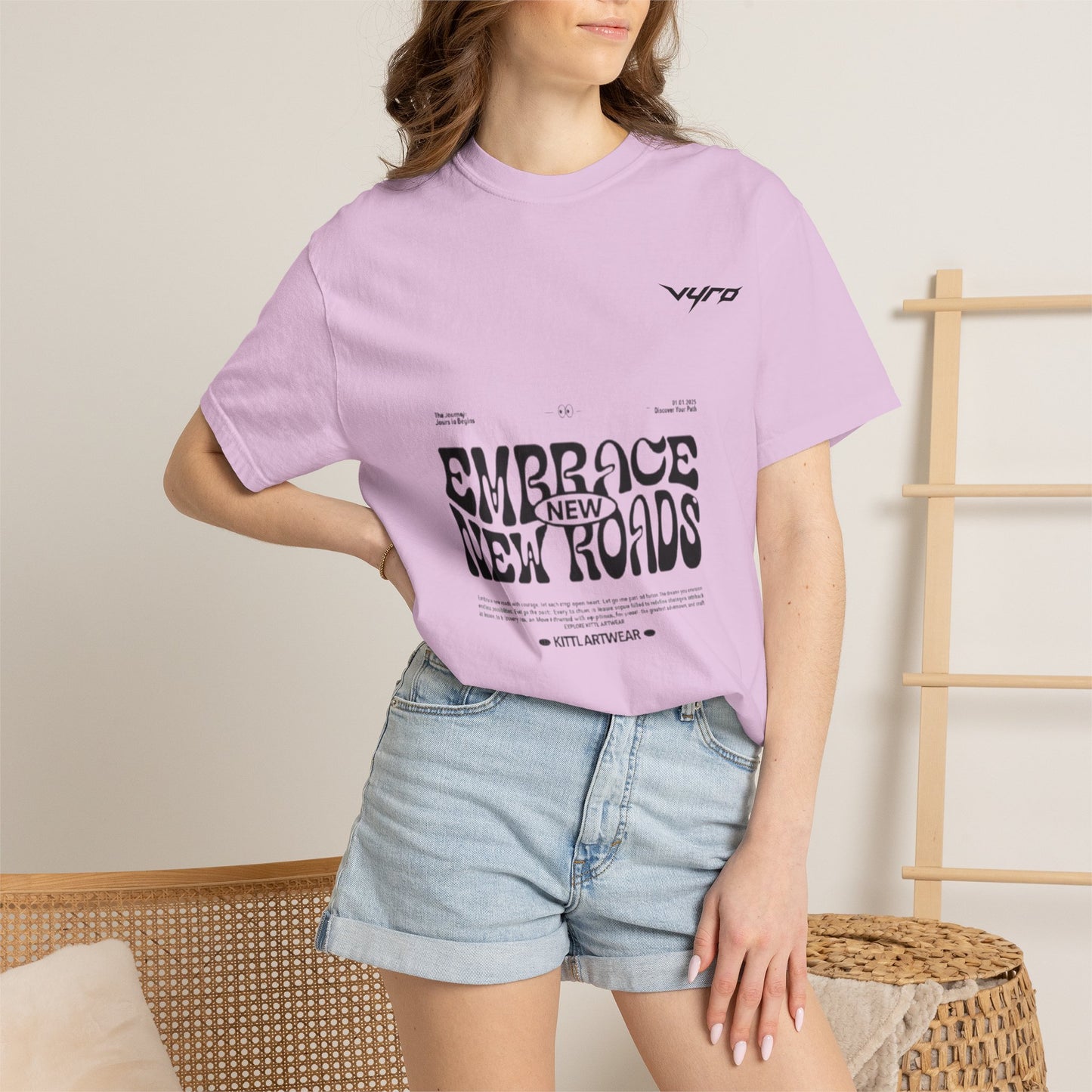 Graphic T-Shirt — "Embrace New Roads" Vintage Western Rider Tee