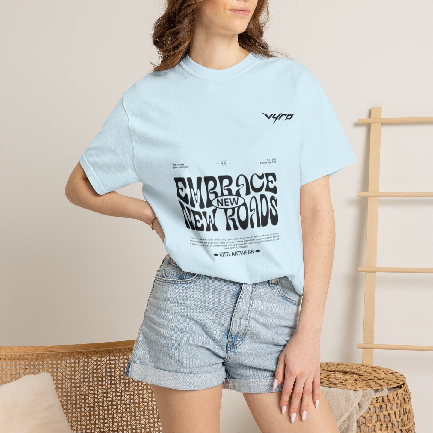 Graphic T-Shirt — "Embrace New Roads" Vintage Western Rider Tee