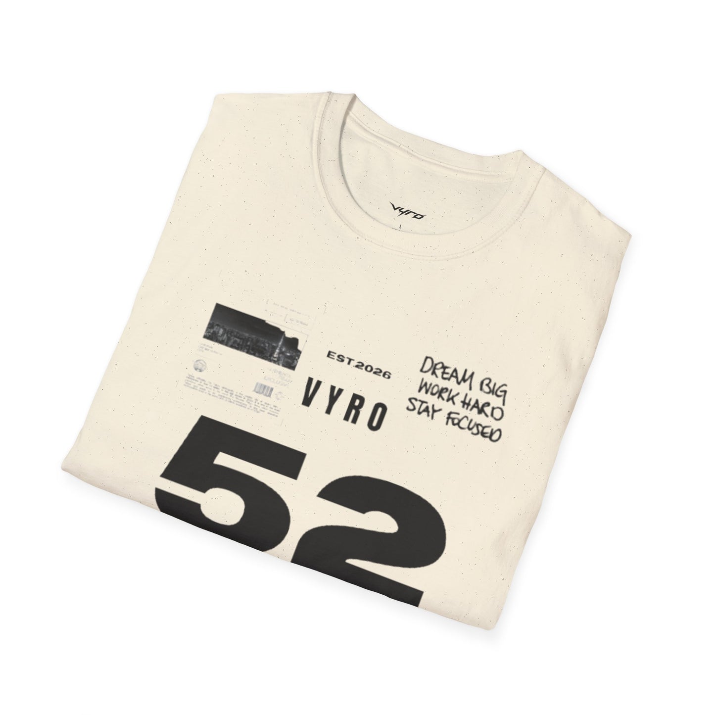 52 Rise Graphic T‑Shirt — Motivational 'Dream Big, Work Hard, Stay Focused' Tee