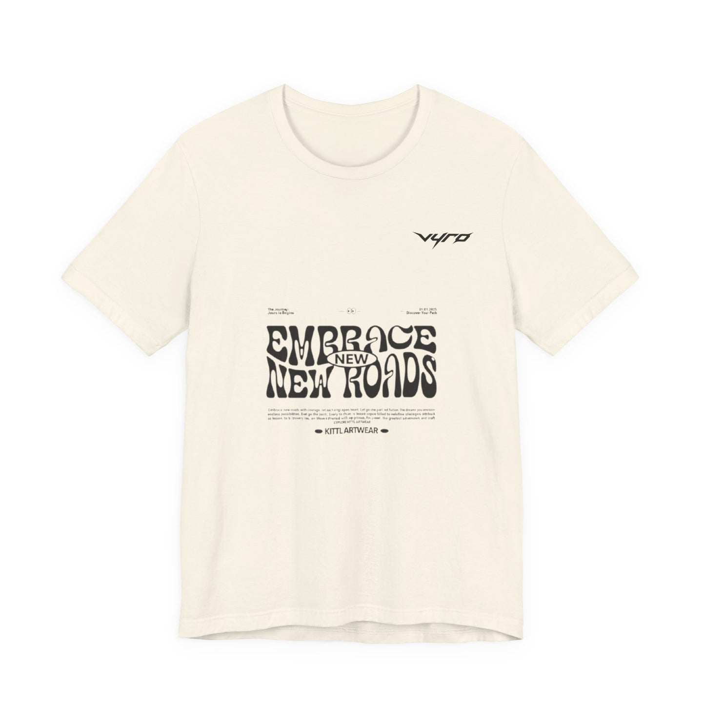 Embrace New Worlds Graphic Tee — Retro Psychedelic Text White T-Shirt