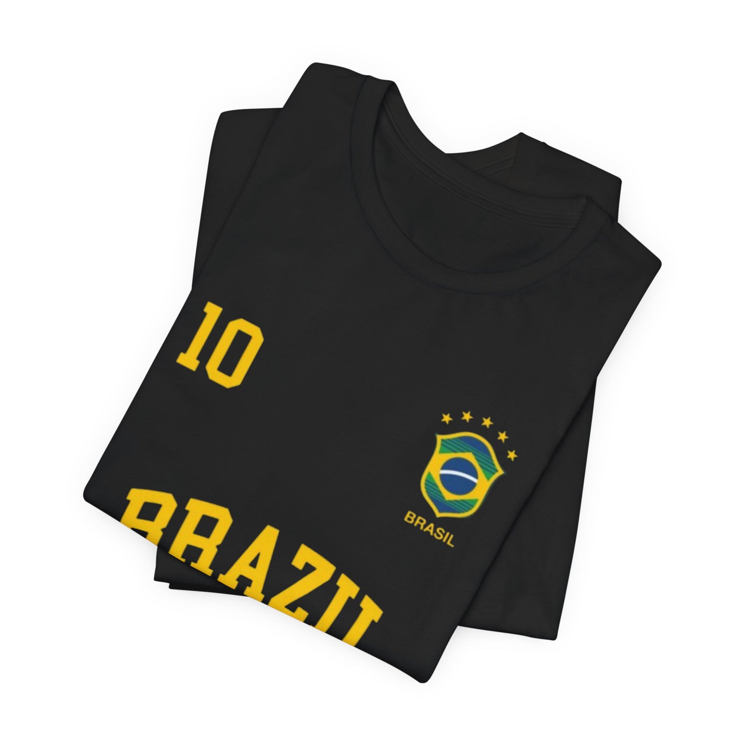 Brazil Soccer Tee – 'Brazil' Crest & Number 10 Football Shirt