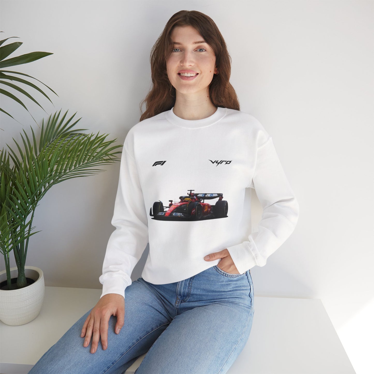 Racing Car Crewneck Sweatshirt — Red Formula 1 Graphic