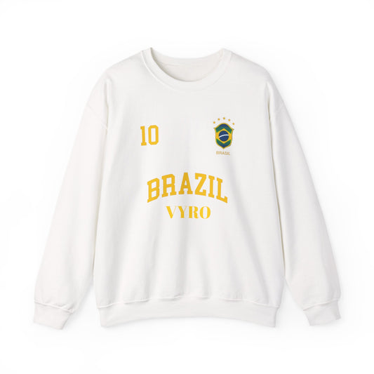 Brazil Soccer Crewneck Sweatshirt — '10' Crest Football Pullover