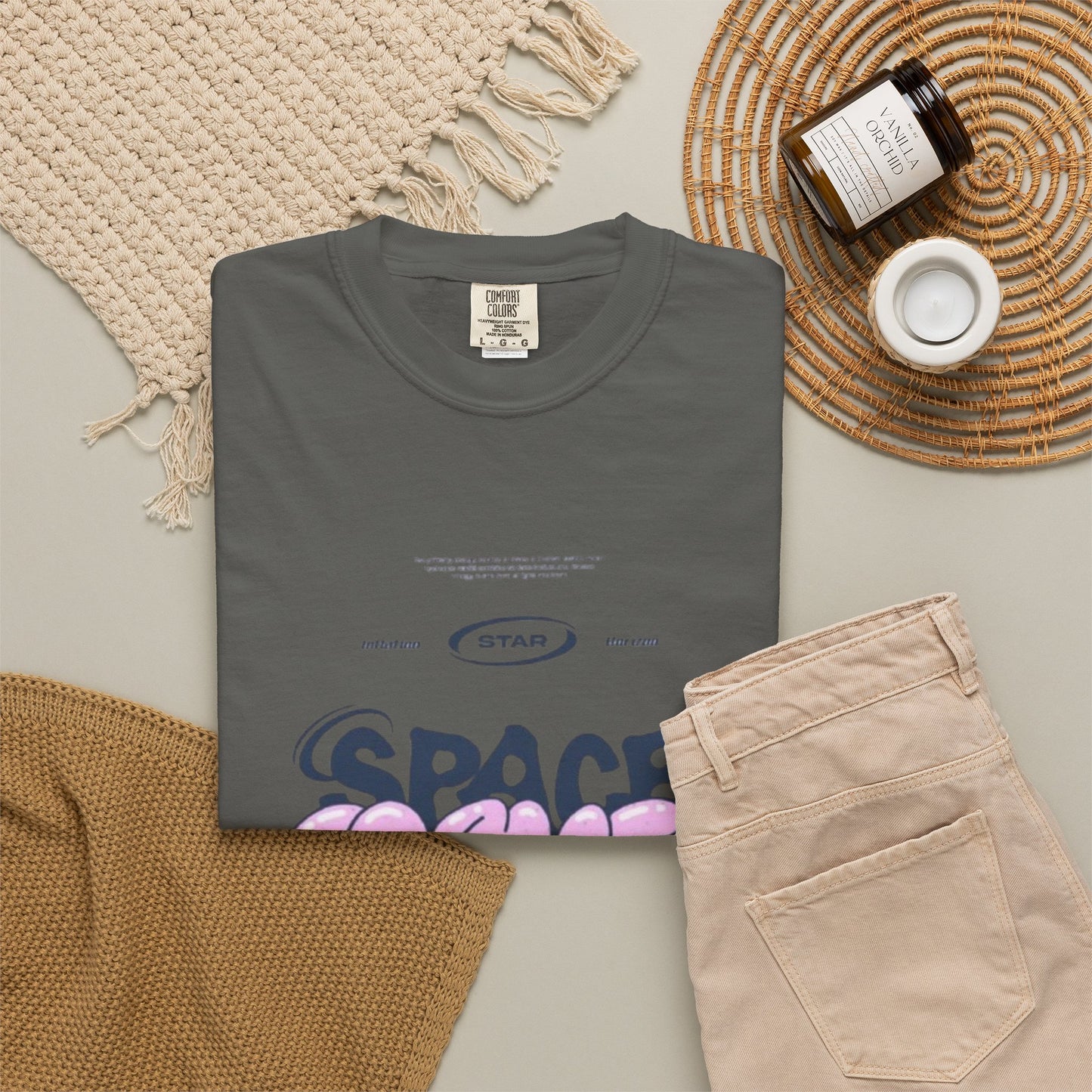 Space Cadet Graphic Tee — "Space Brgrll" Pink Bubble Letter Design