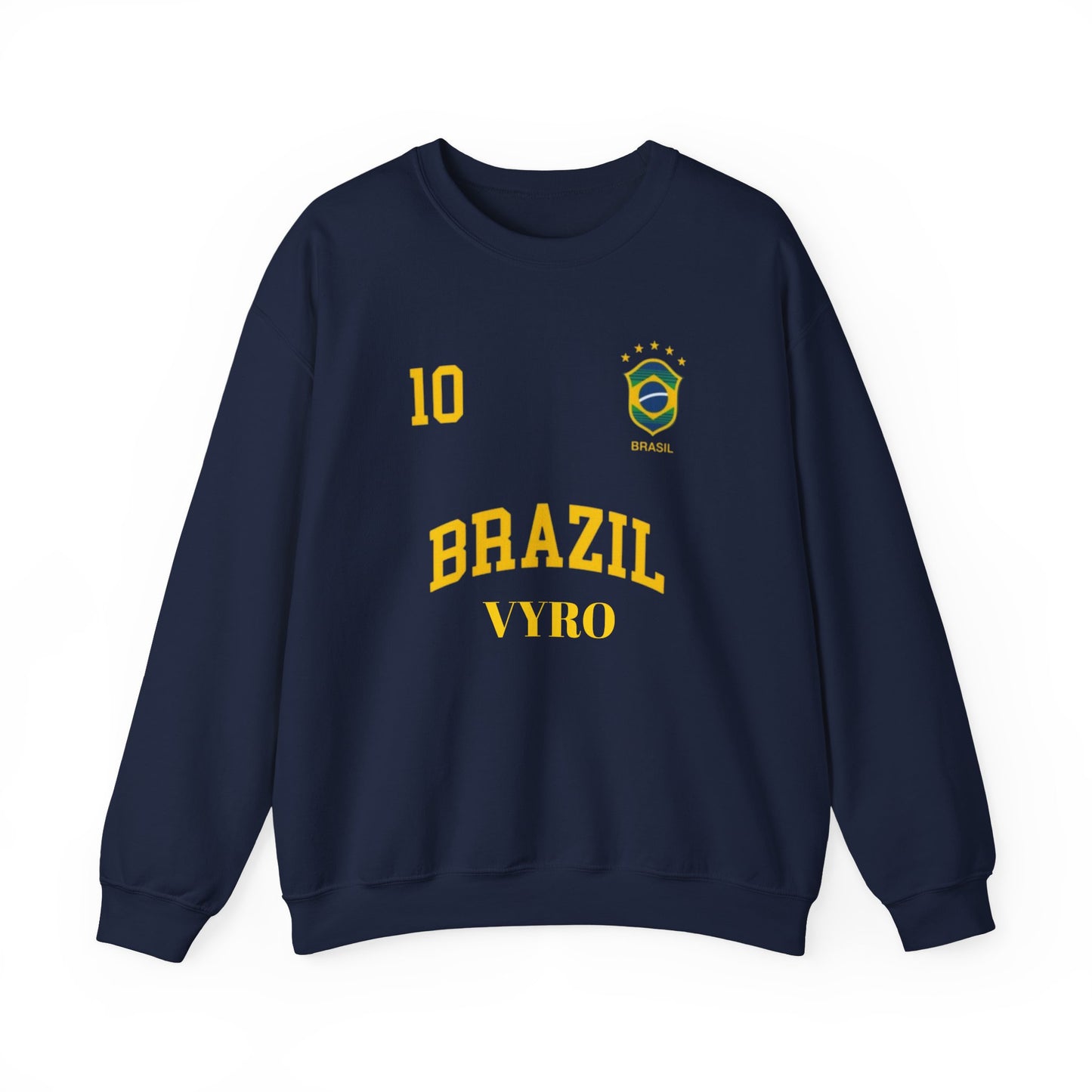 Brazil Soccer Crewneck Sweatshirt — '10' Crest Football Pullover