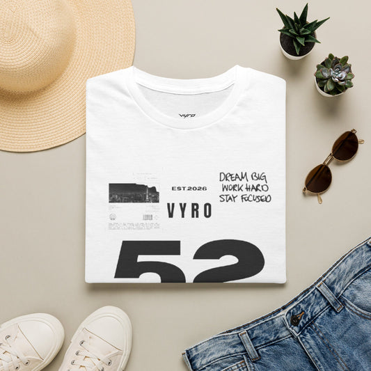 52 Rise Graphic T‑Shirt — Motivational 'Dream Big, Work Hard, Stay Focused' Tee