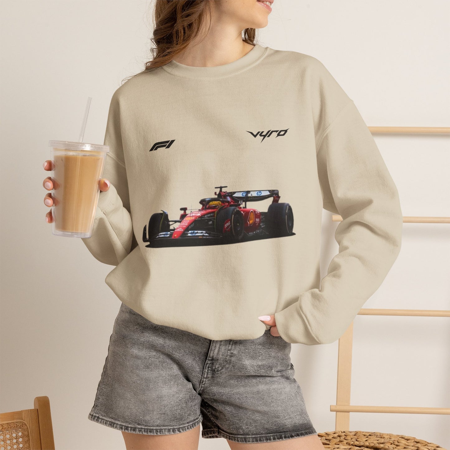 Racing Car Crewneck Sweatshirt — Red Formula 1 Graphic