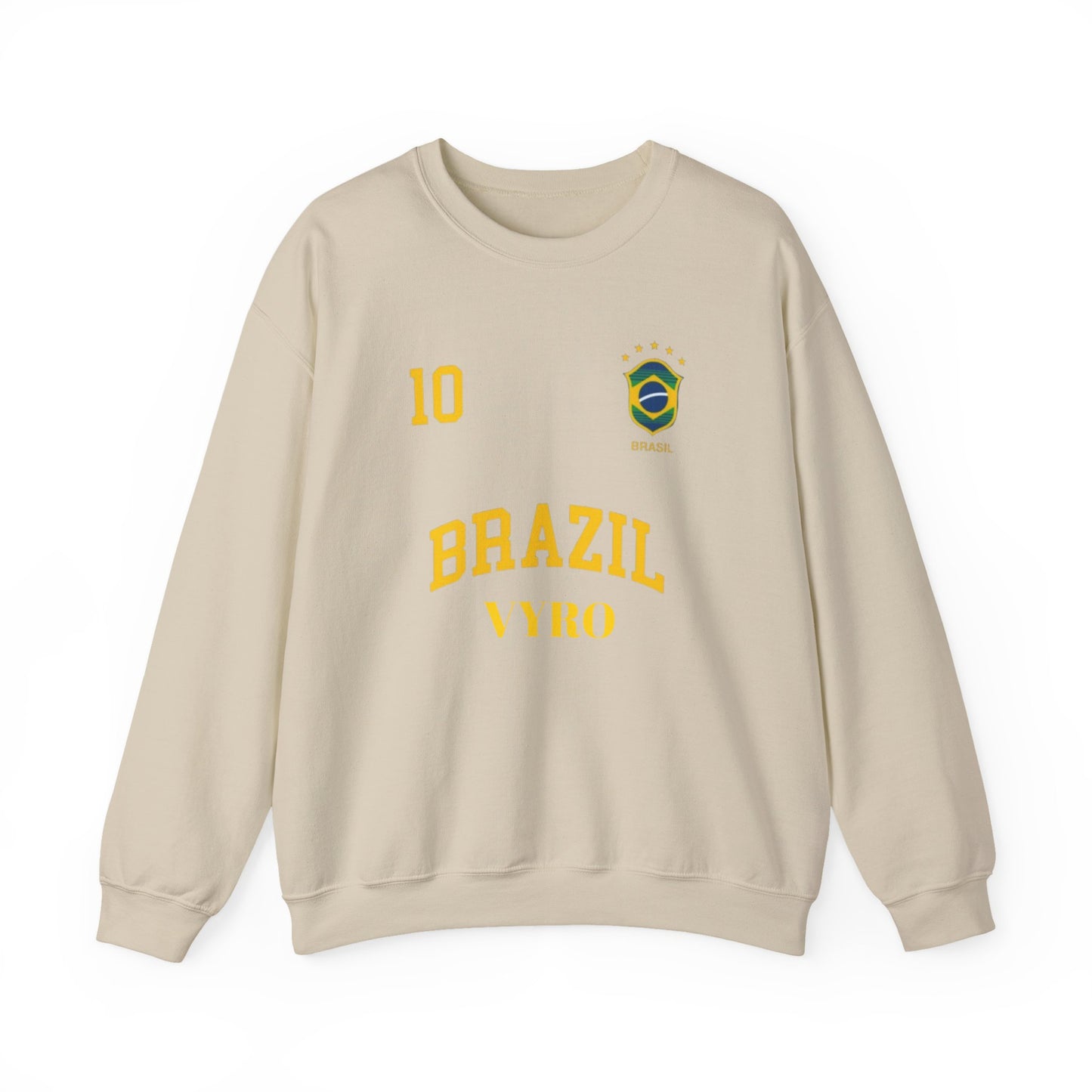 Brazil Soccer Crewneck Sweatshirt — '10' Crest Football Pullover