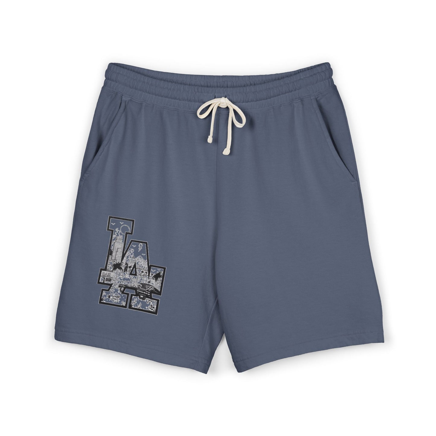 LA Cityscape Fleece Sweat Shorts — Vintage Los Angeles Graphic