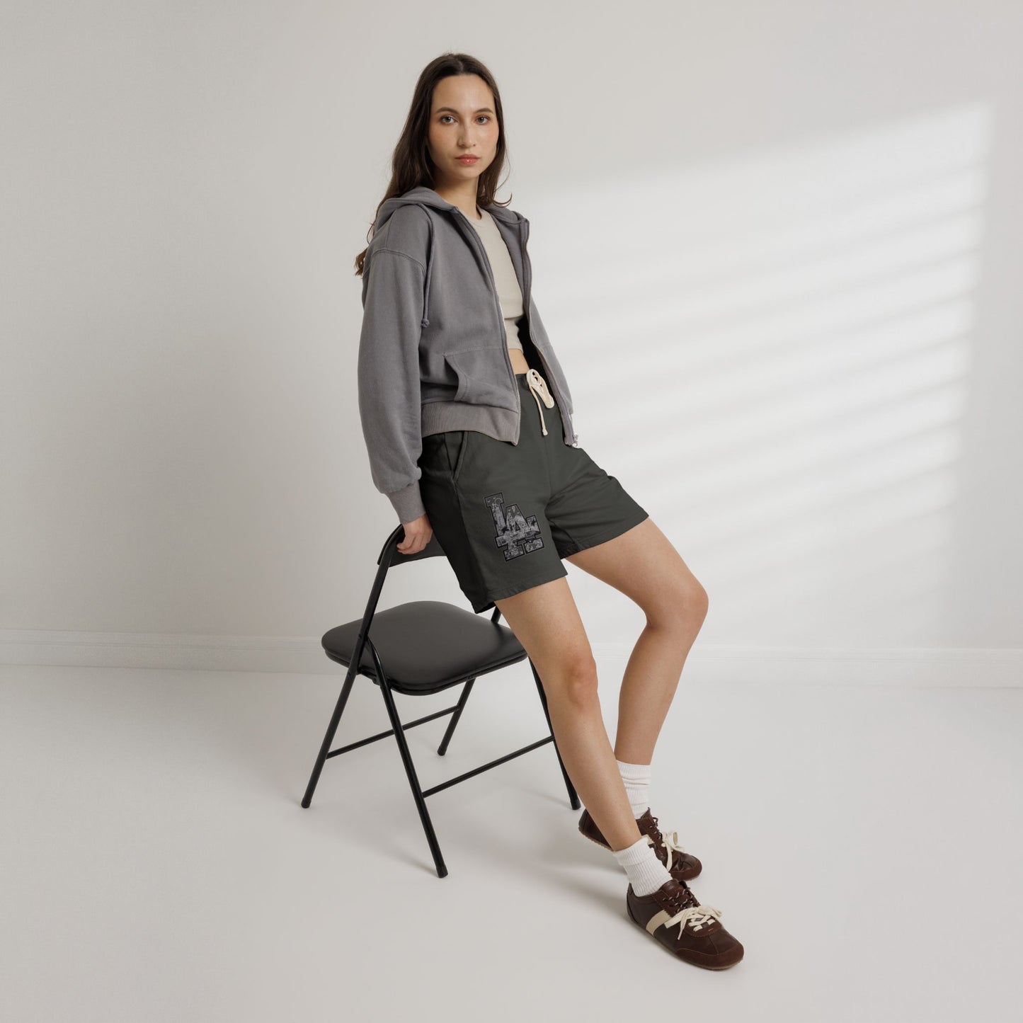LA Cityscape Fleece Sweat Shorts — Vintage Los Angeles Graphic