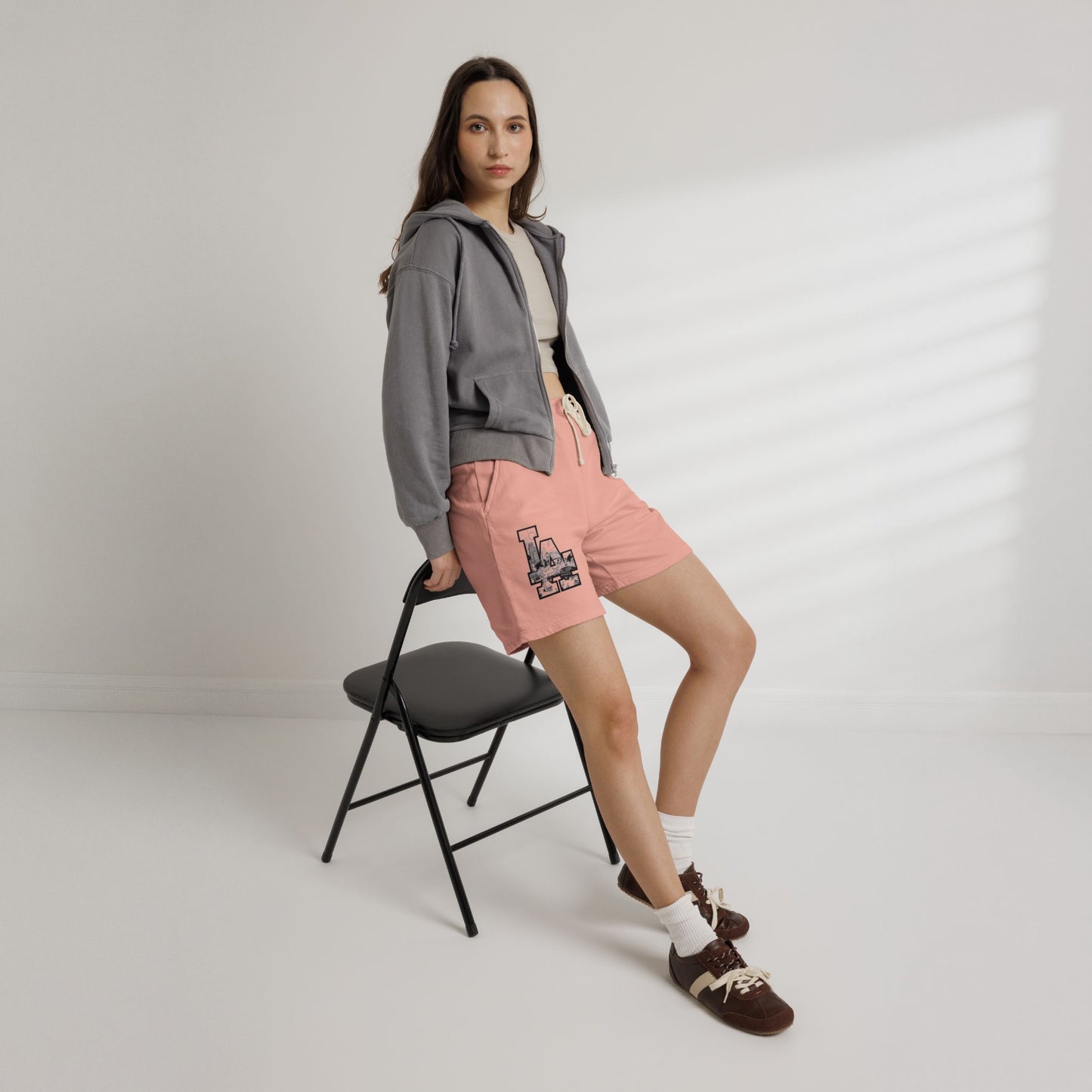 LA Cityscape Fleece Sweat Shorts — Vintage Los Angeles Graphic