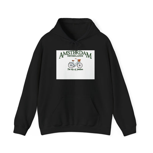 Amsterdam Bicycle Hoodie — 'Amsterdam Netherlands The city of freedom' Vintage Travel Sweatshirt
