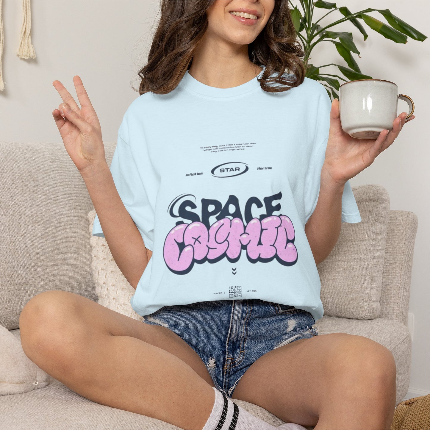 Space Cadet Graphic Tee — "Space Brgrll" Pink Bubble Letter Design
