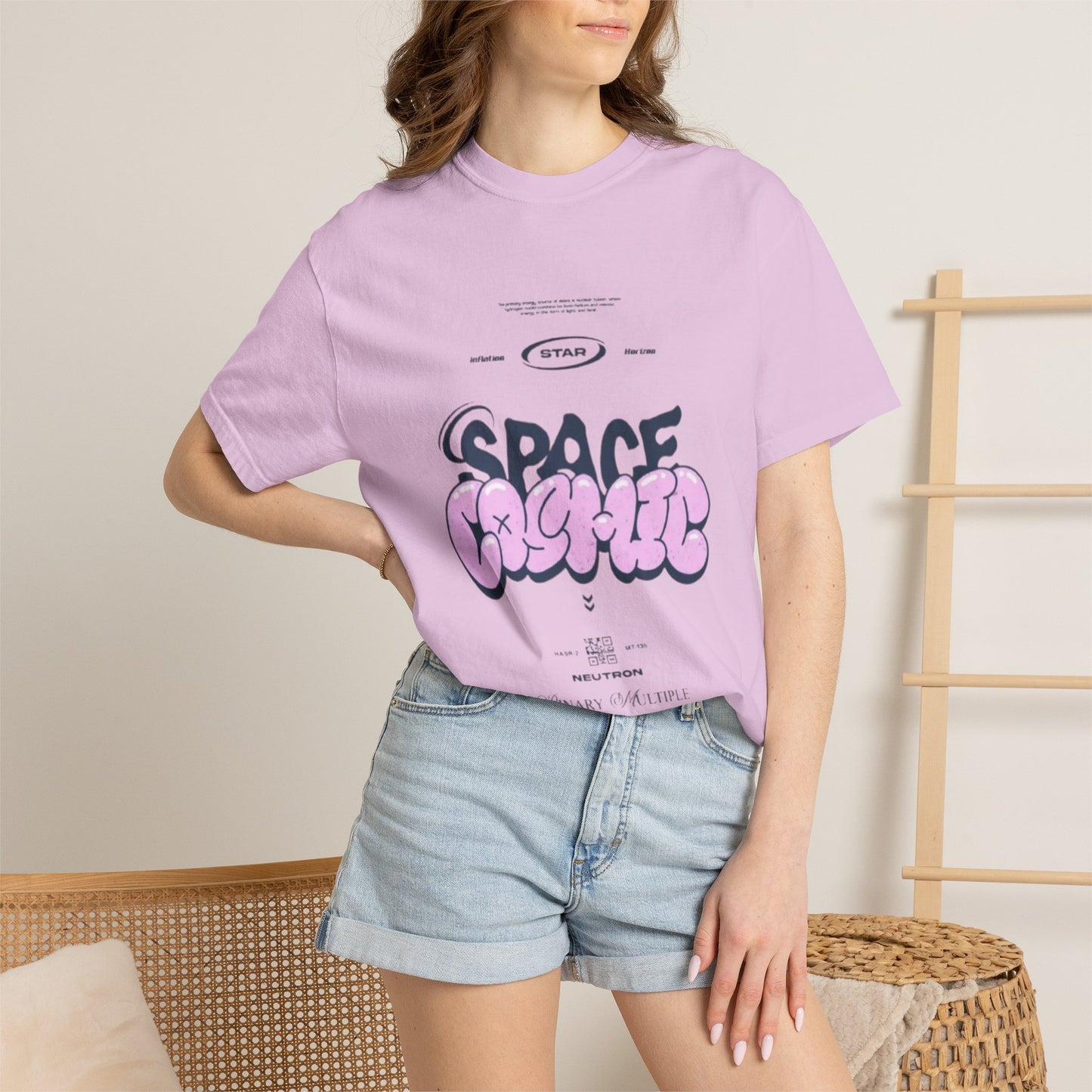 Space Cadet Graphic Tee — "Space Brgrll" Pink Bubble Letter Design