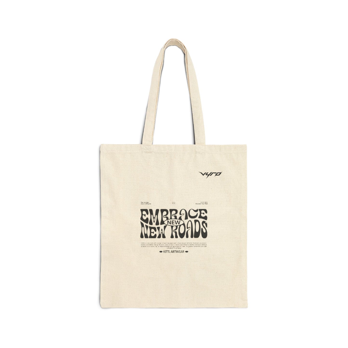 Embrace New Roads Canvas Tote Bag — Adventure Quote Eco Shopper