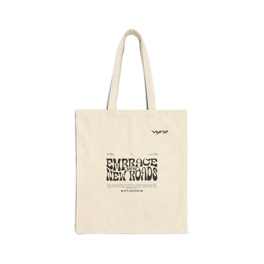 Embrace New Roads Canvas Tote Bag — Adventure Quote Eco Shopper