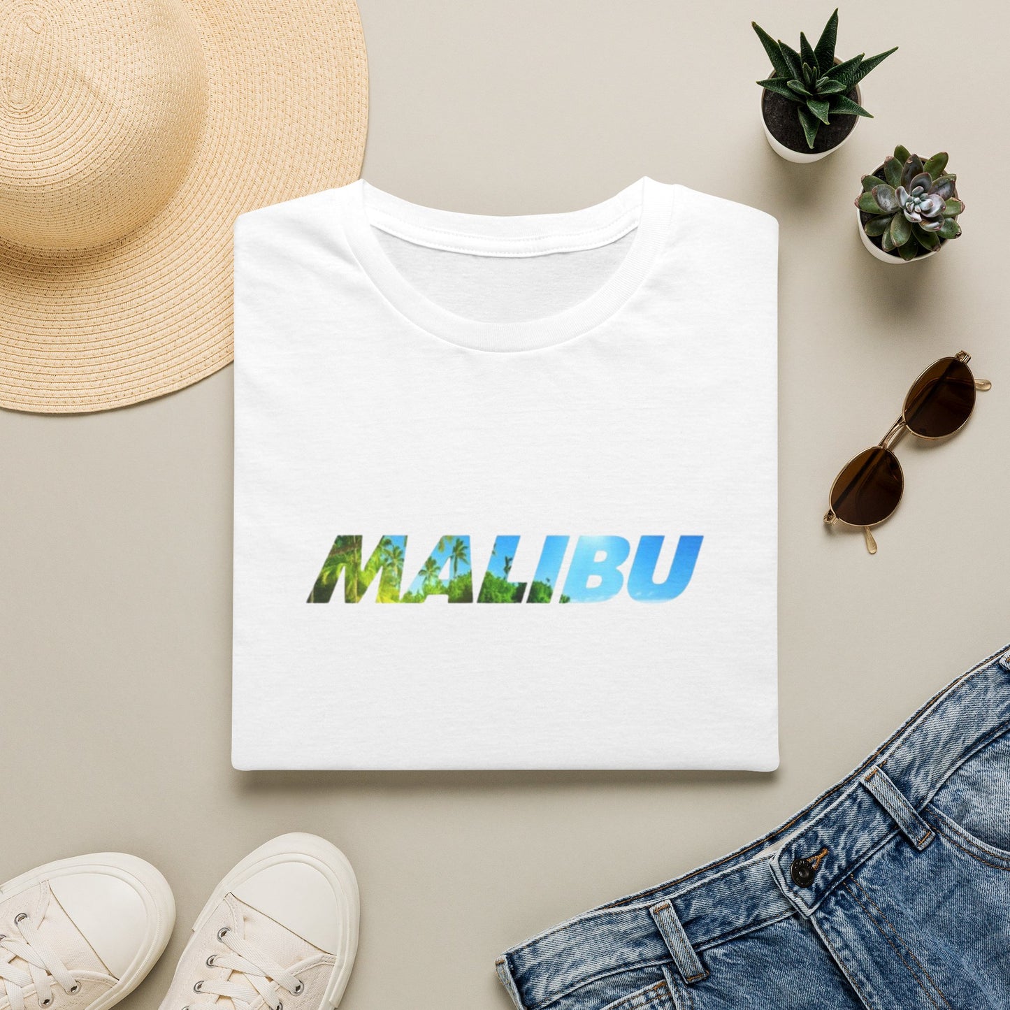 Malibu Beach Graphic T-Shirt — Tropical Lettering Tee