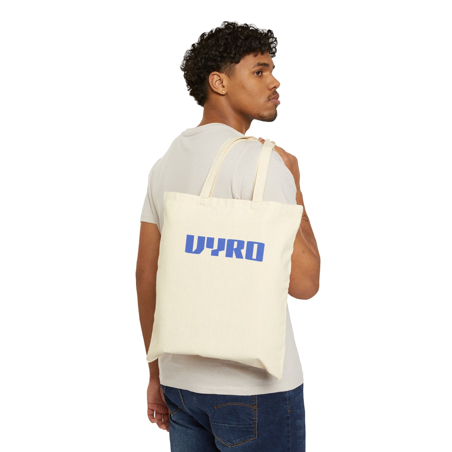 Vyro Logo Canvas Tote Bag — Minimal Blue Graphic Cotton Shopper