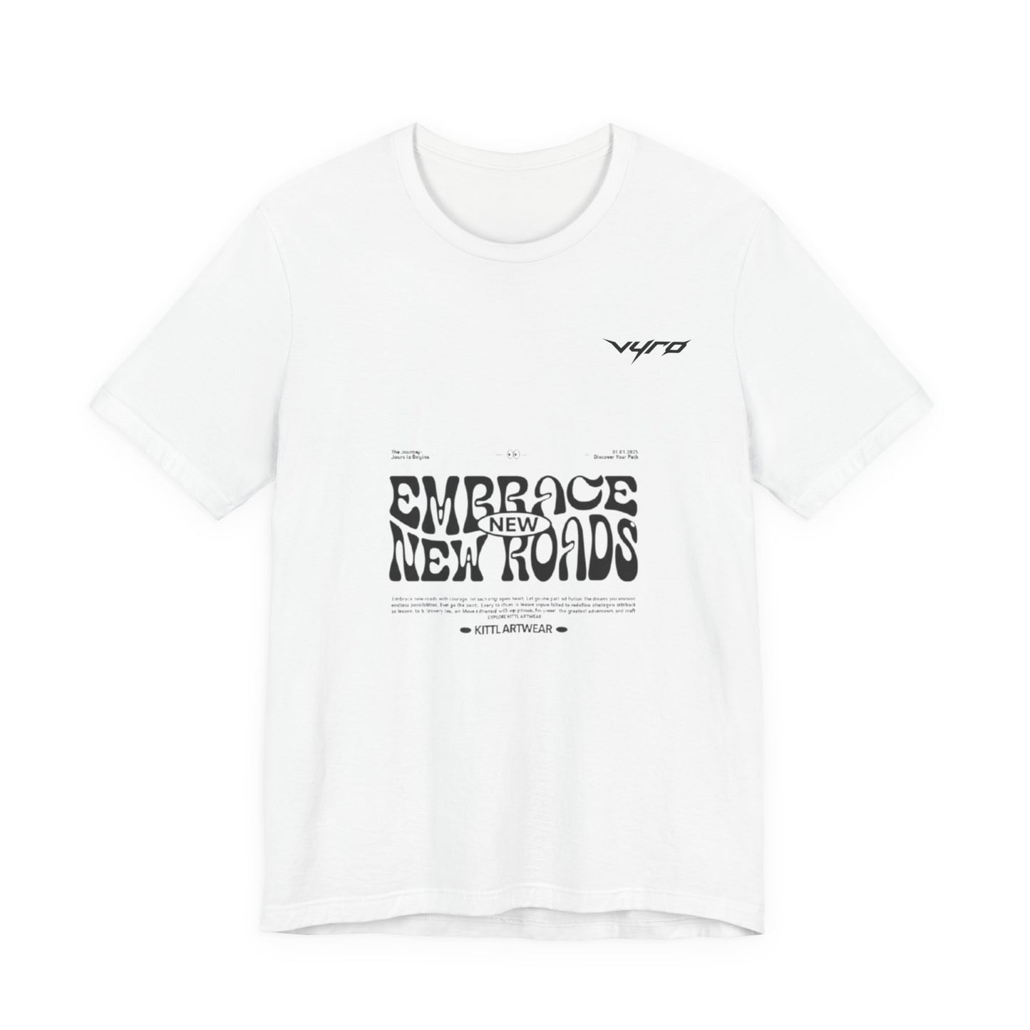 Embrace New Worlds Graphic Tee — Retro Psychedelic Text White T-Shirt