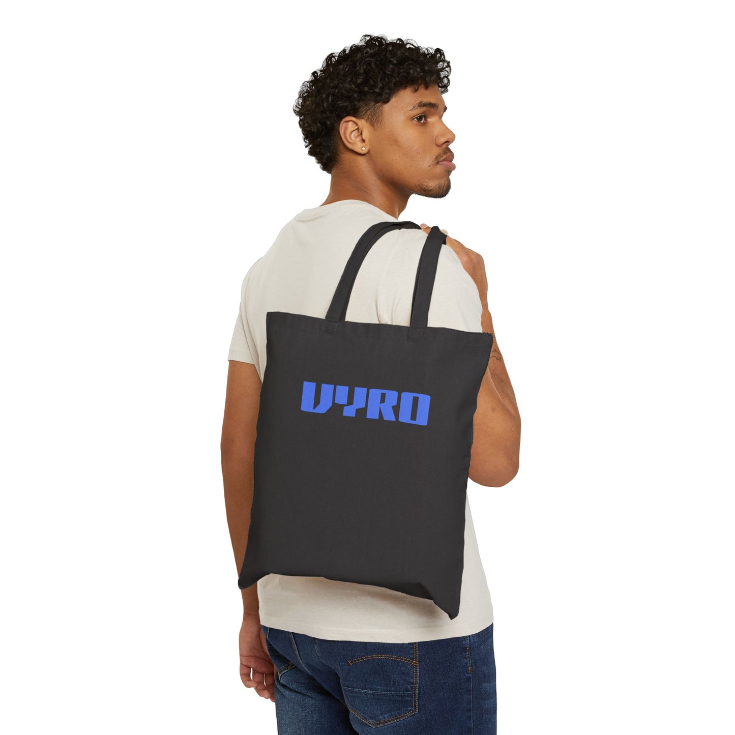 Vyro Logo Canvas Tote Bag — Minimal Blue Graphic Cotton Shopper