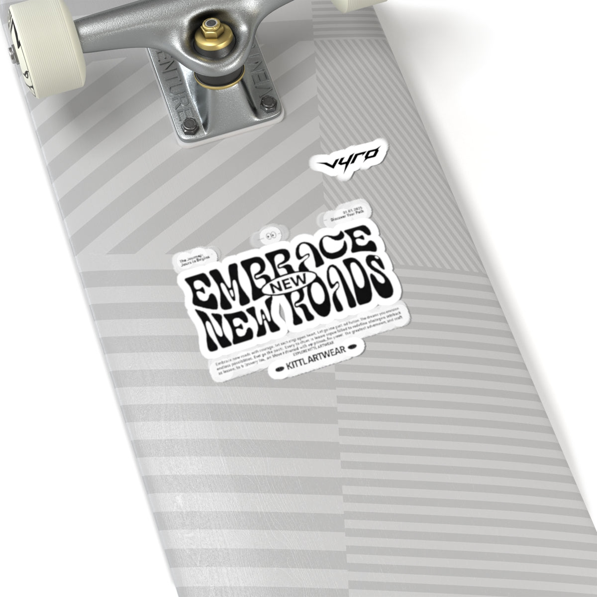 Embrace New Roads Kiss-Cut Sticker — Retro Psychedelic Travel Decal
