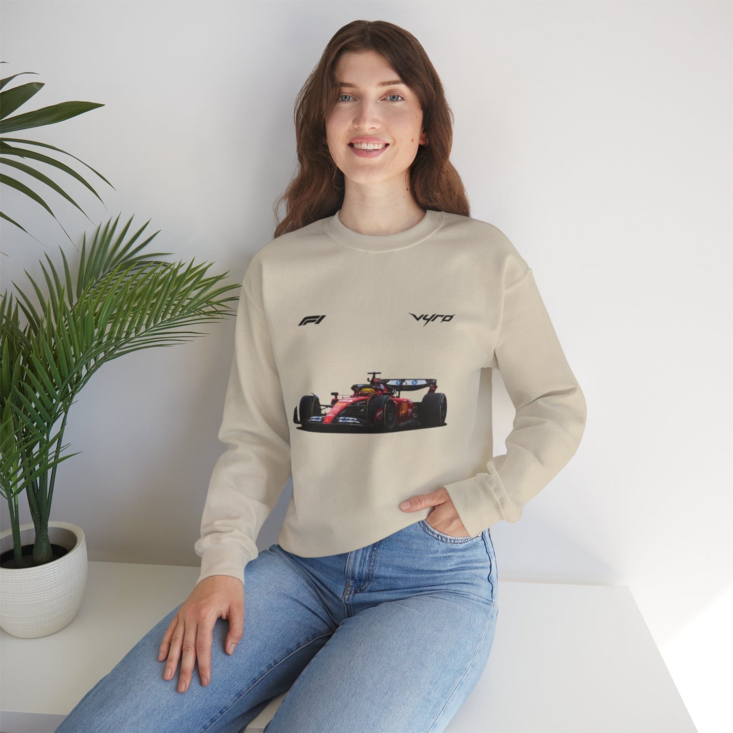 Racing Car Crewneck Sweatshirt — Red Formula 1 Graphic