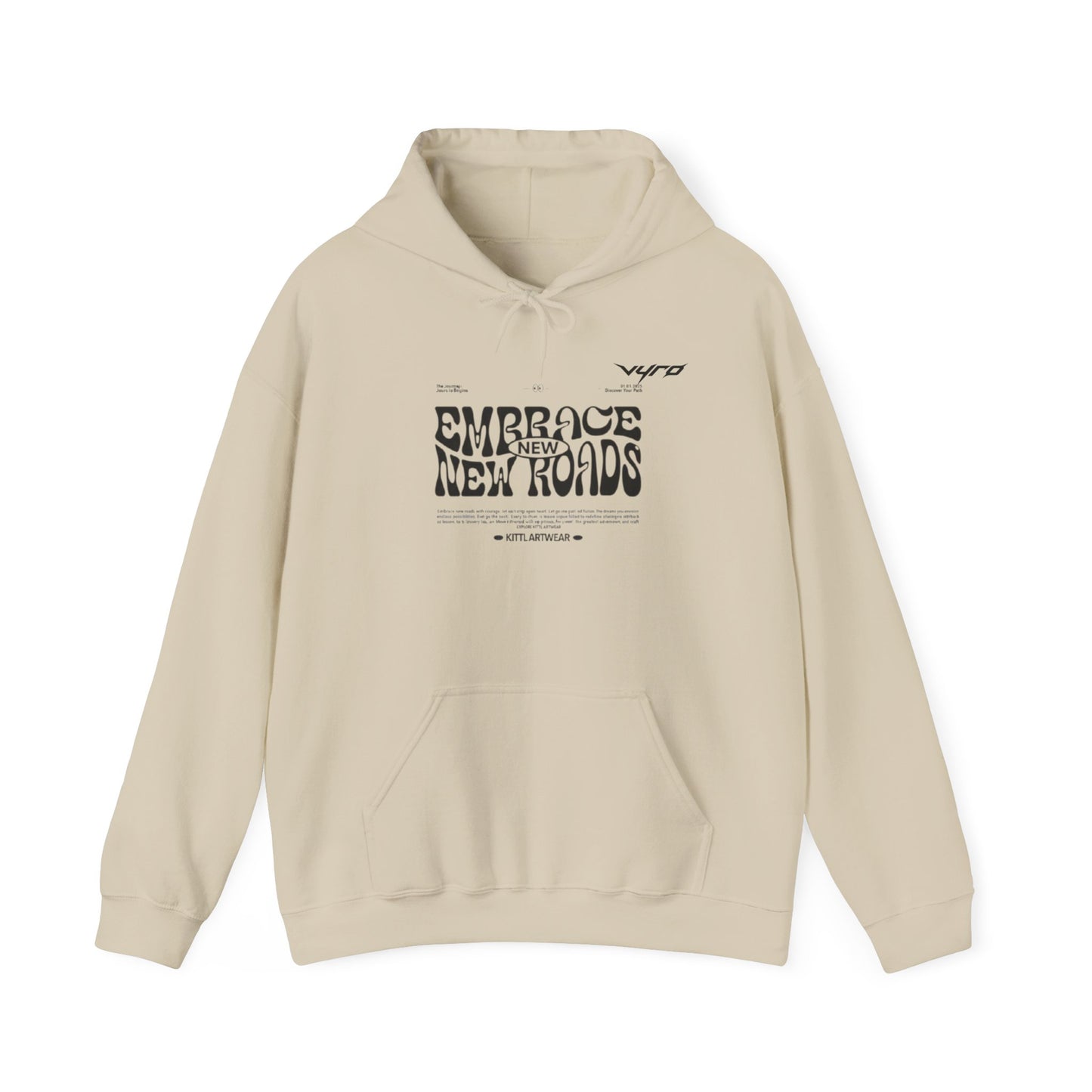 Embrace New Roads Hoodie — Minimal Travel Adventure Graphic Sweatshirt
