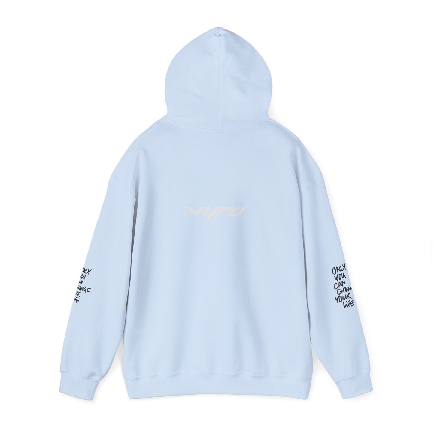 Go Work Hoodie — Motivational Minimalist Hooded Sweatshirt with Sleeve Text
