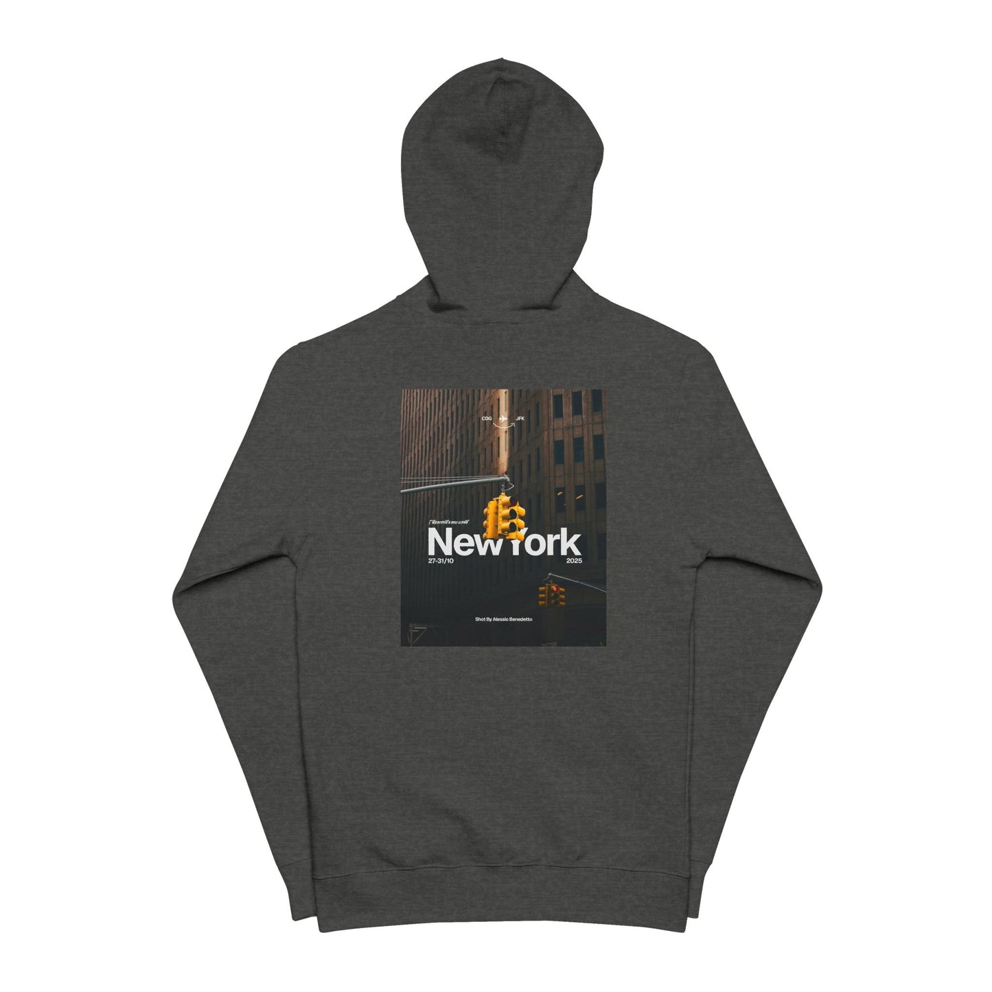 New York Street Photo Zip-Up Hoodie — Urban Cityscape Fleece Jacket