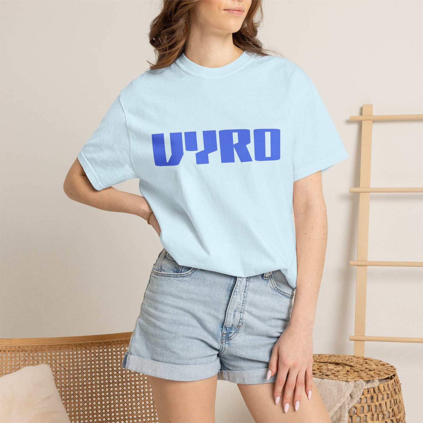 Santorini Window T-Shirt — VYRO Logo Beachy Greek Island Tee