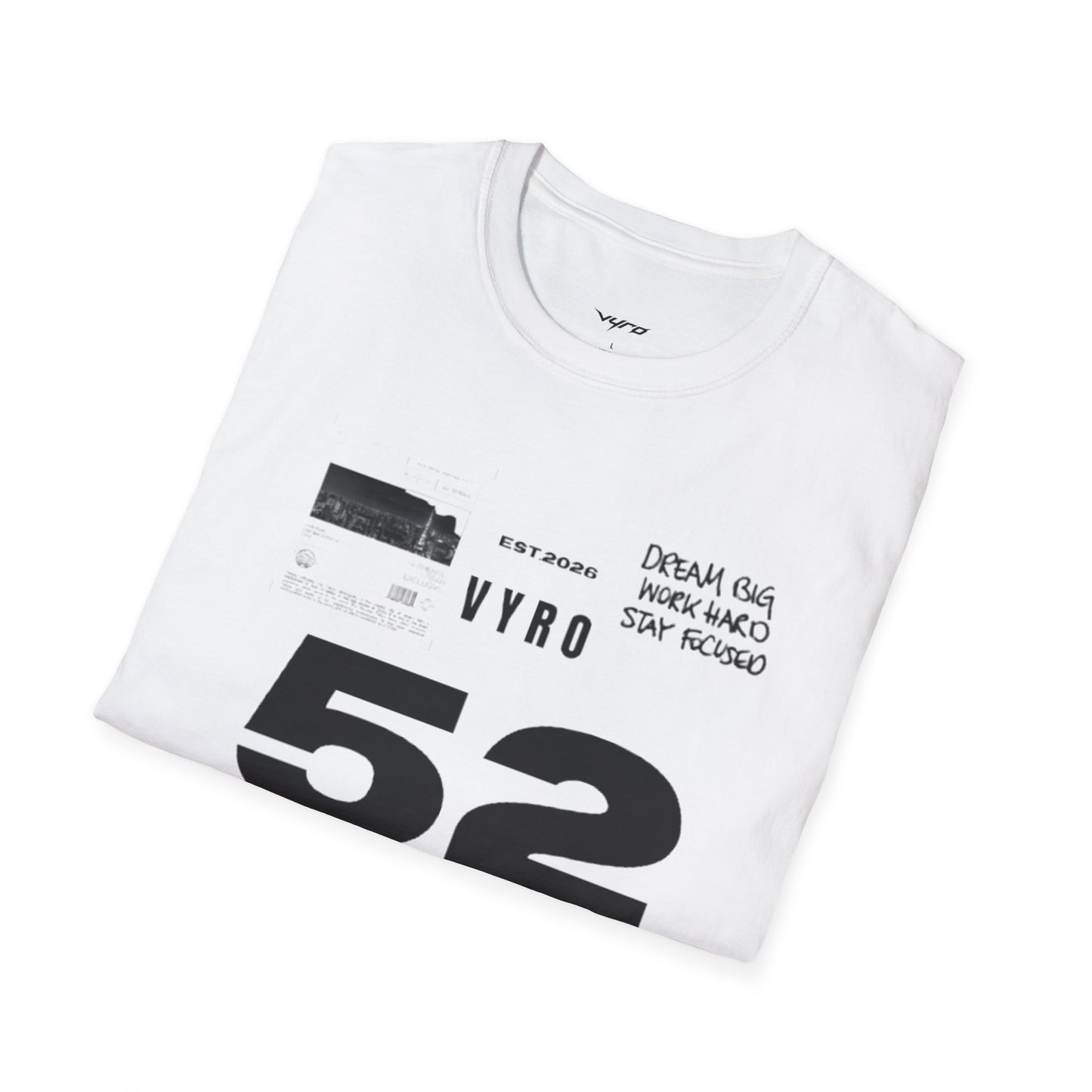52 Rise Graphic T‑Shirt — Motivational 'Dream Big, Work Hard, Stay Focused' Tee
