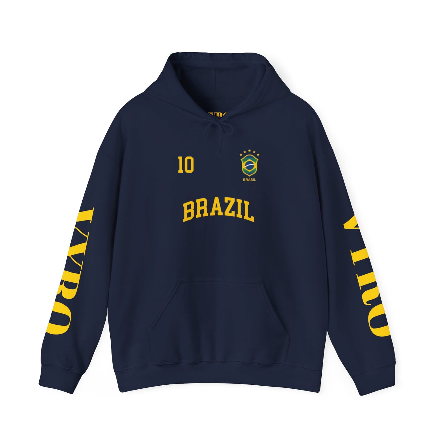Brazil Crest Hoodie — Vintage Yellow Brazil Football Crest Pullover