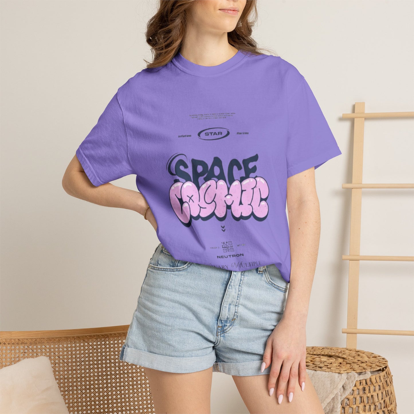Space Cadet Graphic Tee — "Space Brgrll" Pink Bubble Letter Design
