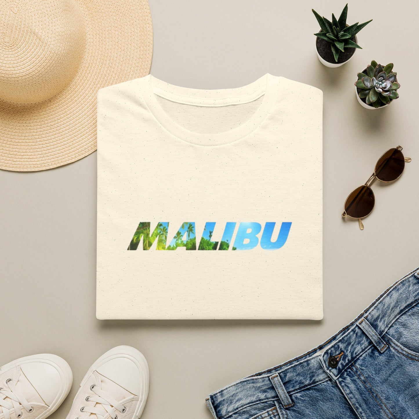 Malibu Beach Graphic T-Shirt — Tropical Lettering Tee